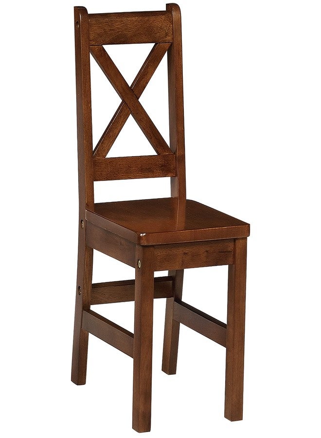 eHemco Solid Hard Wood X Back Kids Chair, Coffee, Set of 2 - Image 3