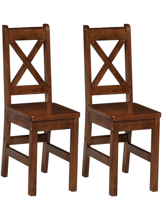 eHemco Solid Hard Wood X Back Kids Chair, Coffee, Set of 2 - Image 1