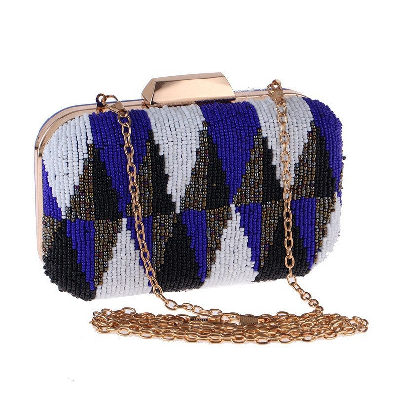 Small Square Bag Pu Women'S Hand-Held Dinner Bag High-End Beaded Contrast Beaded Embroidered Bag 6922-33 Banquet Bag - Image 2