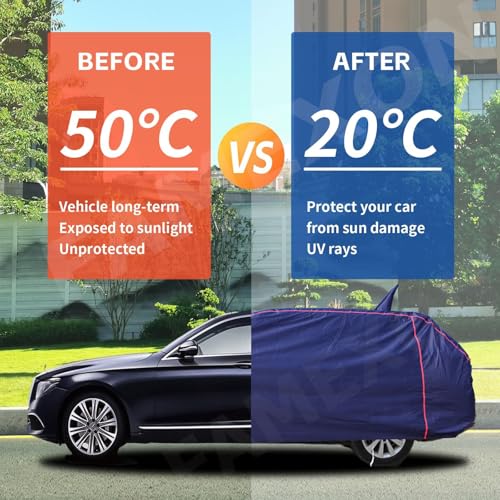 FAMEXON Waterproof Car Body Cover Compatible for Tata Altroz Triple Layer Inner Fabric with Mirror Pockets and Pipein Design Protects from Animals, Heat, Rain & UV Rays (Undark Blue) - Image 5