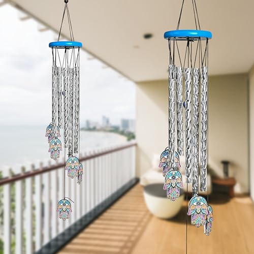 ZAICUS Hamsa Hand Wind Chime – 23-Inch Metal Wind Chimes for Home Décor, Protection & Positive Energy – Hanging Bells for Balcony, Garden & Outdoor Spaces - Image 1