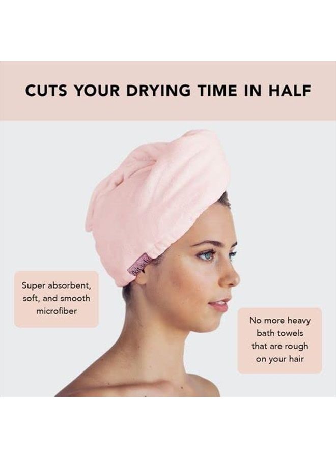 Kitsch Microfiber Hair Towel Wrap - Quick Dry Curly Hair Wraps for Women Wet Hair | Microfiber Towel for Hair | Hair Drying Towel Wrap | Hair Towels for Women | Hair Turban for Wet Hair (Pink) - Image 4