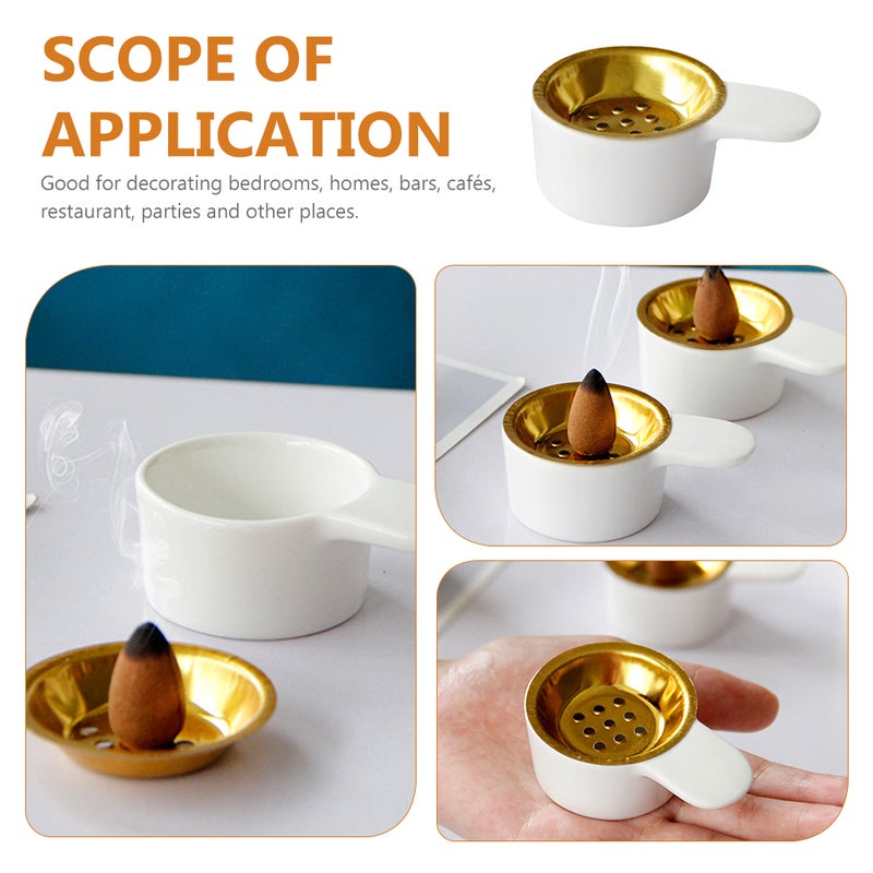 2pcs Delicate Ceramic Incense Burner Desktop Censer Burner Ornament Antiquing Censer Holder - Image 5