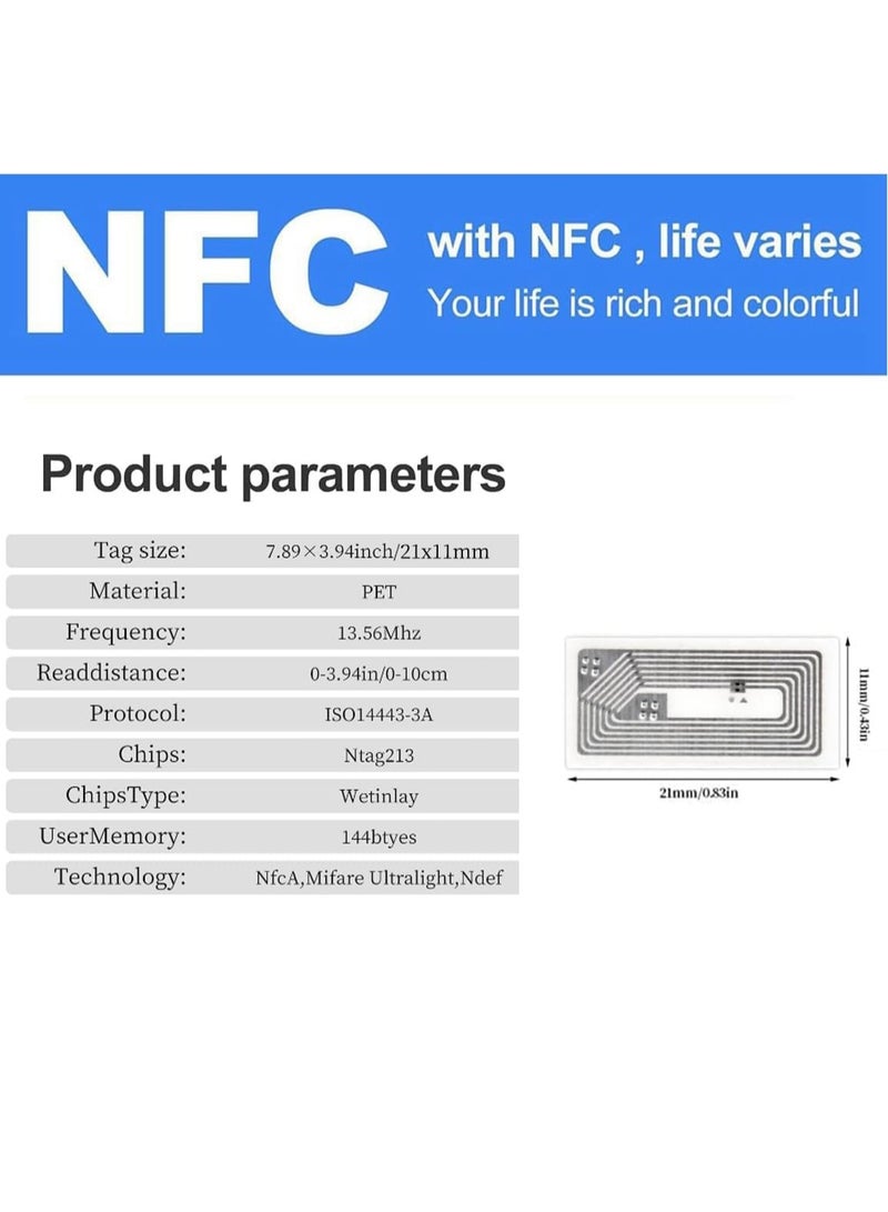 50 حزمة ملصقات NFC NTAG213 بطاقات RFID 13.56 ميجاهرتز ذاكرة 144 بايت متوافقة مع وظيفة NFC - Image 3