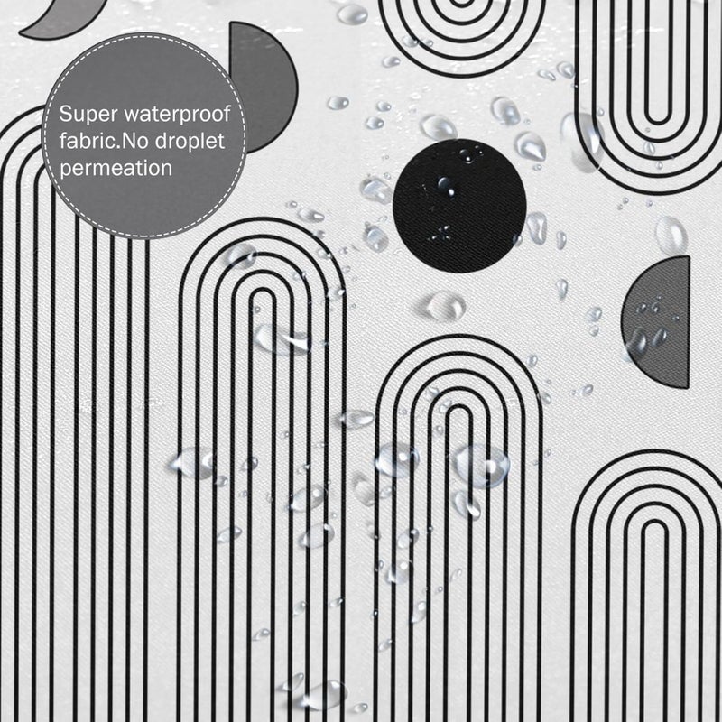 UYDOXCU Boho Shower Curtains for Bathroom Mid Century Minimalist Abstract Aesthetic Modern Bathroom Decor Curtain Machine Washable Waterproof Fabric with 12 Hooks (White Minimalist, 72" x 72") - Image 3