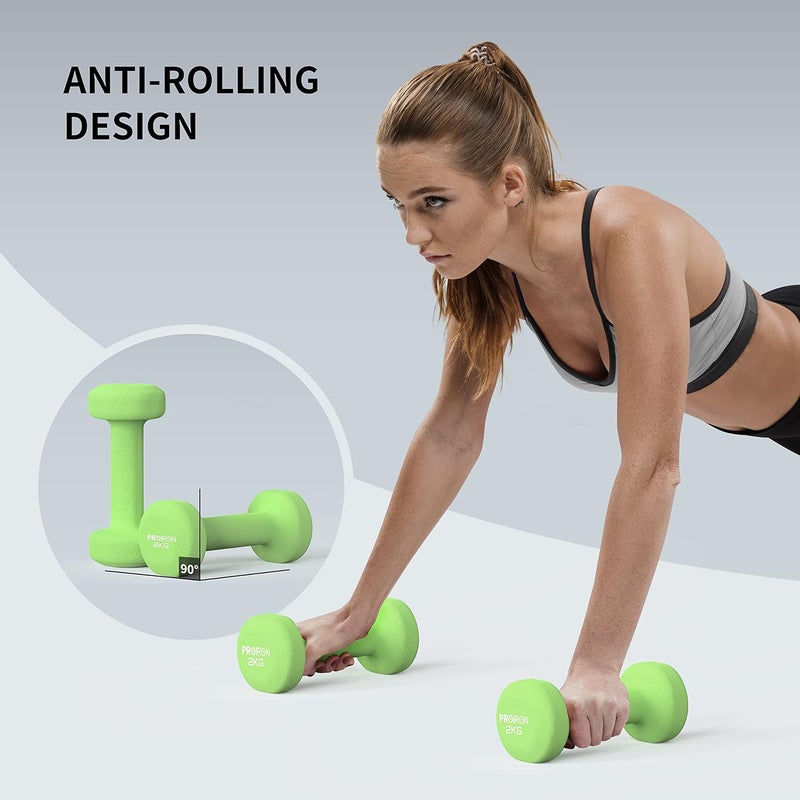 PROIRON Neoprene Dumbbells Set (2kg x 2) - Image 4