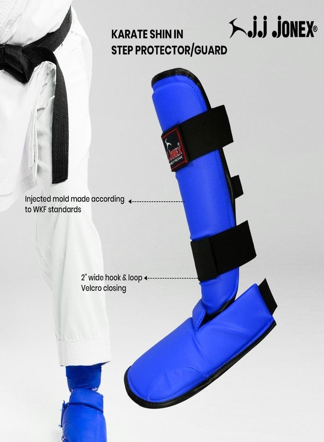 Jonex JJ Jonex Shin Guards - Padded, Adjustable Muay Thai Leg Guards with Instep Protection for Kickboxing | Durable, Professional | Blue-Black | Medium | - Image 3