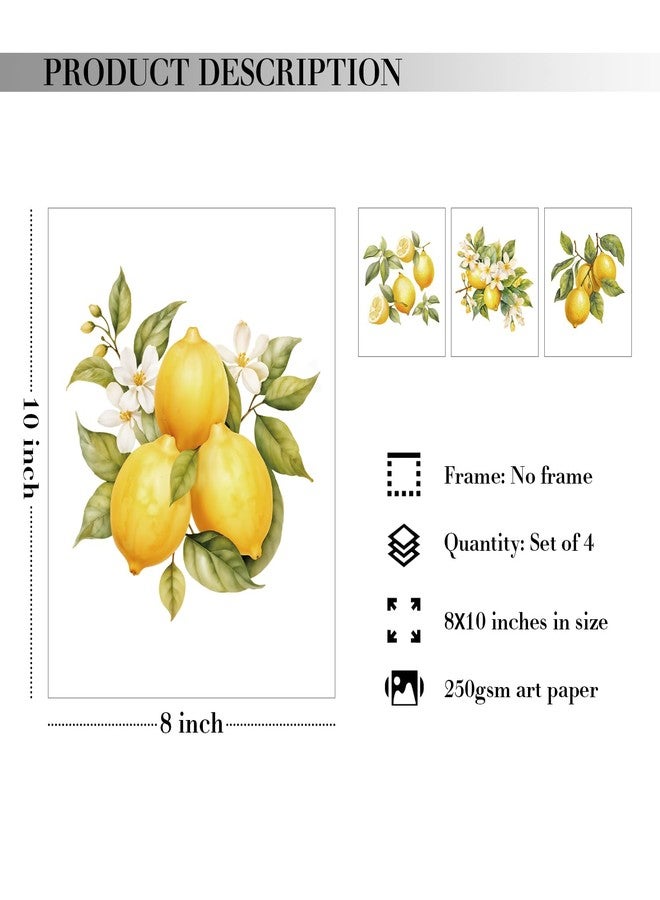 JXREQ Lemon Fruit Wall Art Decor for Home Kitchen Living Room Dining Room, Lemon Party Decorations Bathroom Decor, 8x10 Inch Unframed - Image 2