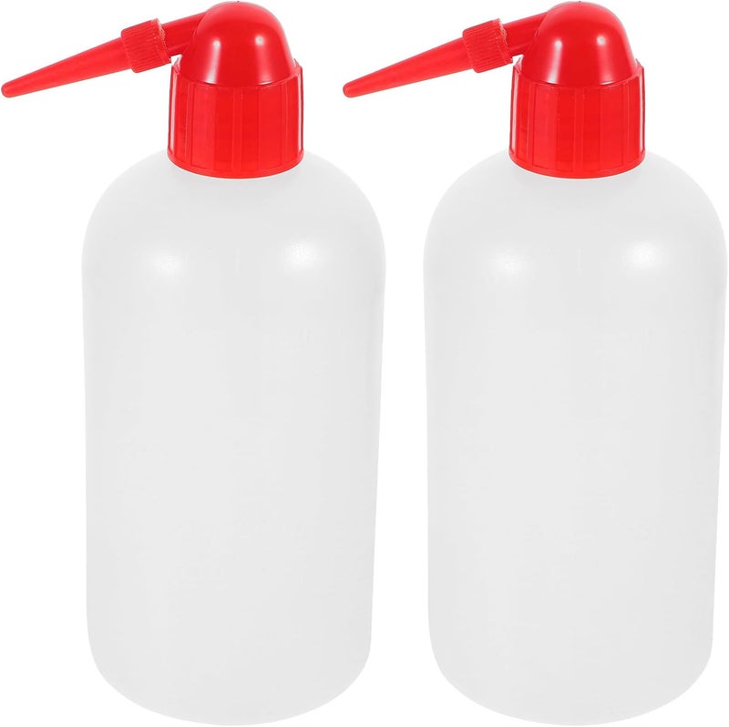 2 Pack 500ml Laboratory Plastic Wash Bottles with Narrow Pointed Spout and Measurement Scale, Squeeze Wash Bottles for Liquid Cleaning and Lab Use - Image 1
