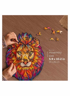 SYOSI Wooden Jigsaw Puzzles Mysterious Lion 140 pcs Small 7.5"x9.5" Beautiful Gift Package Unique Shape Best for Adults Kids  - Image 4