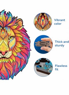 SYOSI Wooden Jigsaw Puzzles Mysterious Lion 140 pcs Small 7.5"x9.5" Beautiful Gift Package Unique Shape Best for Adults Kids  - Image 5