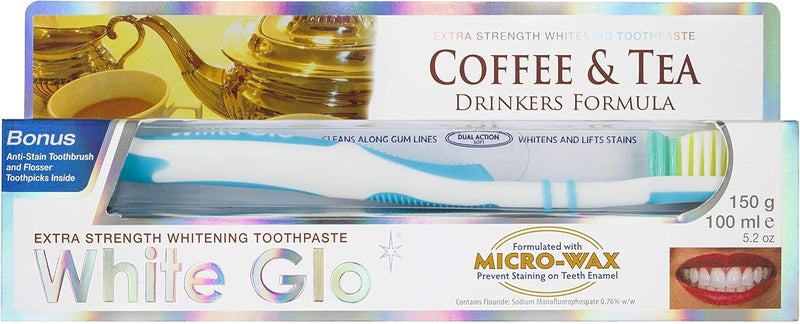 White Glo Premium Coffee Tea Drinkers Formula Intense Extra Whitening Toothpaste Toothbrush100ML New - Image 1