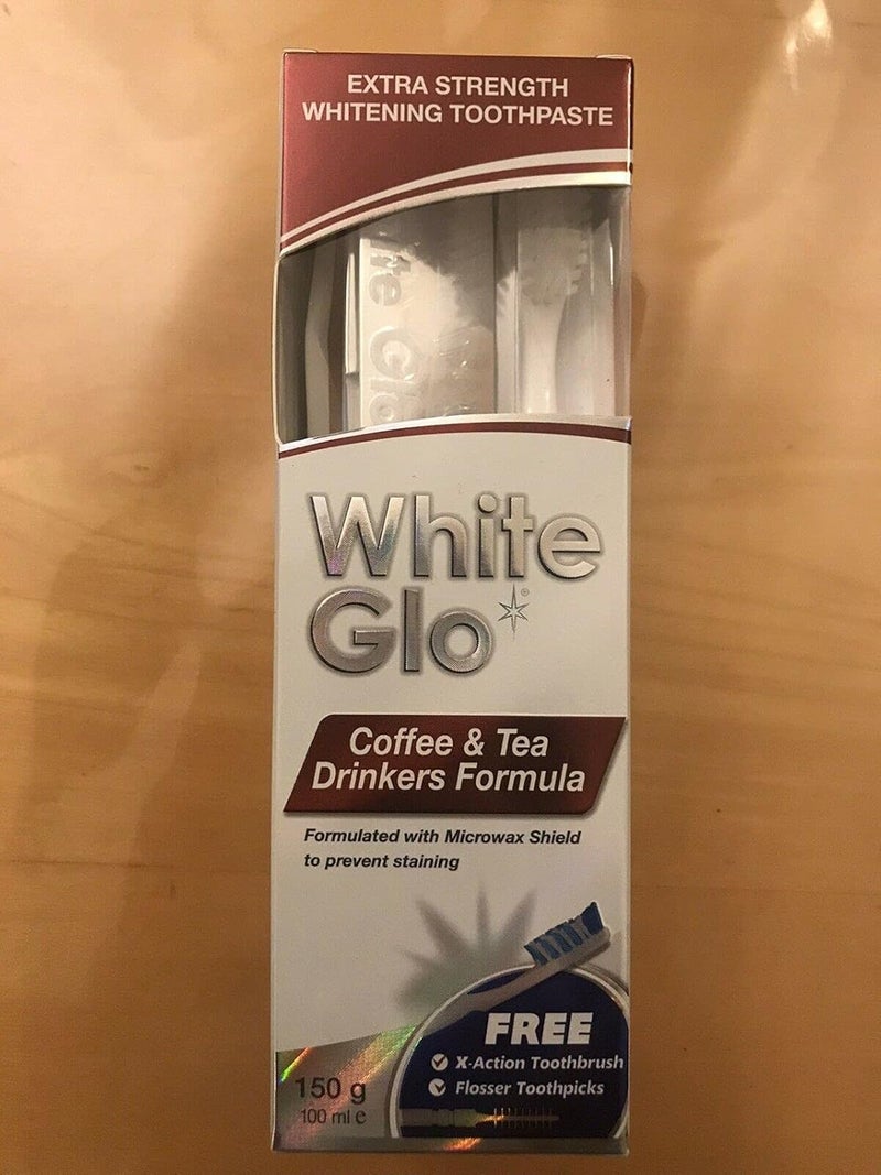 White Glo Premium Coffee Tea Drinkers Formula Intense Extra Whitening Toothpaste Toothbrush100ML New - Image 3