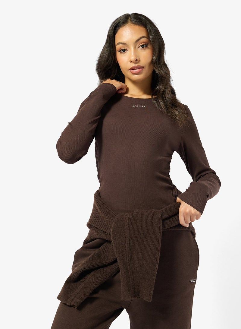 GUESS Nat Rib Crew Neck Long Sleeve Top - Image 1