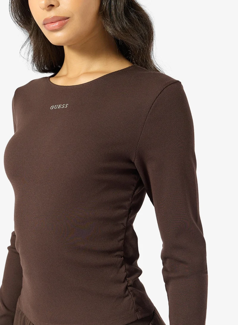 GUESS  Nat Rib Crew Neck Long Sleeve Top for Women | Best Price UAE