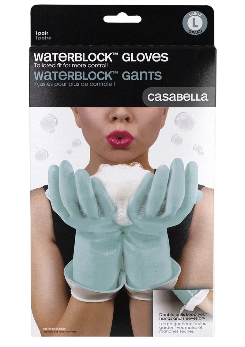 Casabella Waterblock Premium Gloves Aqua Blue, Large - Image 3