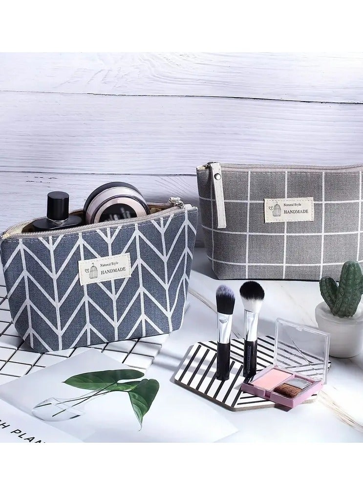 ORiTi Small & Roomy Canvas Cosmetic Bag: The Perfect Travel Makeup Bag for All Your Toiletries - Grey - Image 3