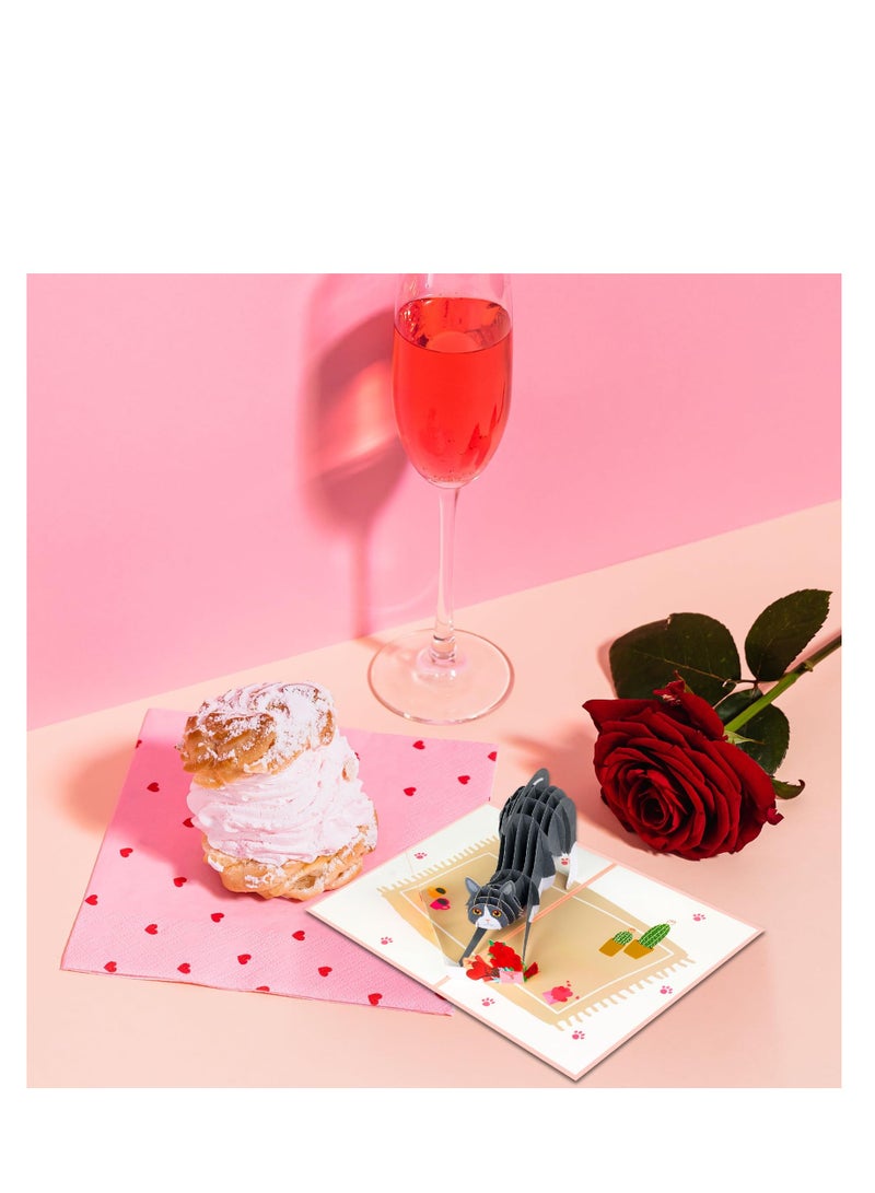 SYOSI Valentines Day Cards, Cat Valentine's Day Cards, Cat Birthday Card, Anniversary Card, Birthday Card for Wife, Cat Birthday Popup Cards for Husband, Cat Lovers, Valentines Day Gifts for Him Her - Image 5