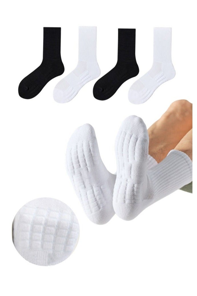 4 Pairs Men's 100% Cotton Athletic Crew Socks Mid - Calf, Ultra - Breathable, Superior Moisture - Wicking, Built for All - Round Sports, Reinforced Toes & Heels, Non - Slip Cuff, Ideal for Basketball, Football - Image 1