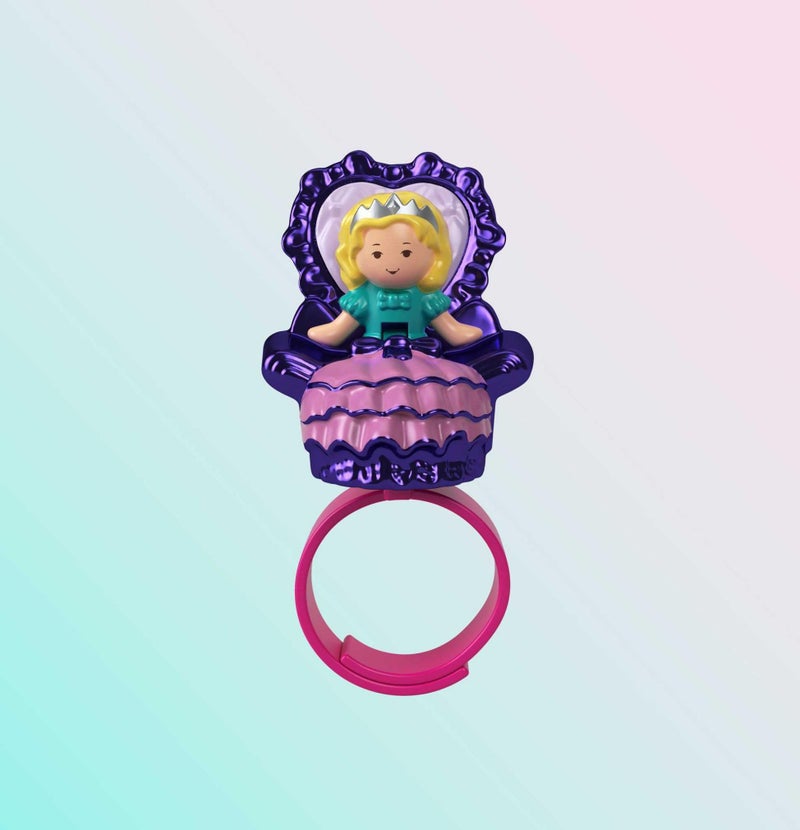 Polly Pocket مجموعة بولي بوكيت الجامعية مع دميتين، مجموعة مجوهرات حفلة الملكية، لعبة قابلة للجمع بموضوع قلعة اليونيكورن - Image 2