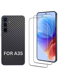SARAOONT Samsung Galaxy A35 1 Piece Carbon Fiber Skin Wrap and 2 Piece 10H Screen Protectors  - Image 1