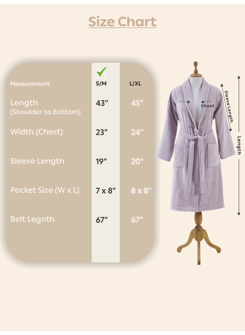 Donetella Unisex 100% Cotton Velour Bathrobe Small & Medium Size, 400 GSM, Luxurious & Absorbent, Soft Velvet Feel, Ankle-Length with Shawl Collar & Pockets - Image 3