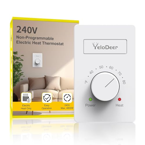 YeloDeer 240 V Only 4-Wire Manual Electric Baseboard Heater Thermostat for Home, YeloDeer - Image 1