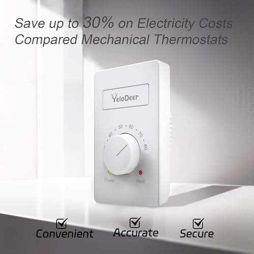 YeloDeer 240 V Only 4-Wire Manual Electric Baseboard Heater Thermostat for Home, YeloDeer - Image 5