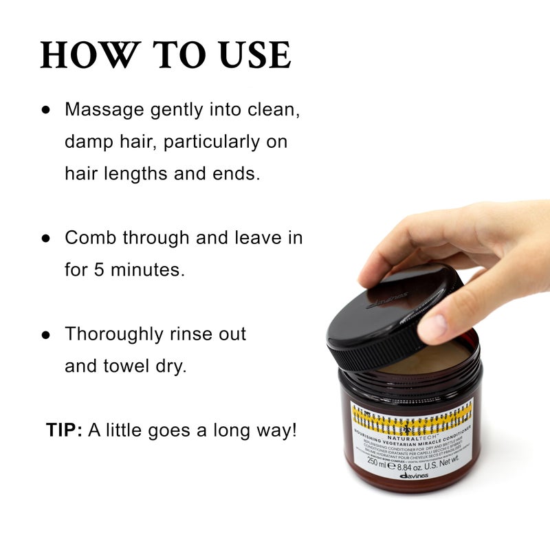 Davines Naturaltech NOURISHING Vegetarian Miracle Conditioner, Moisturize And Hydrate Brittle And Unstructured Hair, Add Softeness While Brightening, 8.84 oz. - Image 4