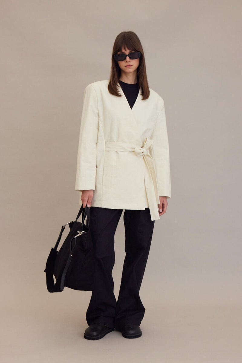Manuka Kimono Style Padded Blazer Jacket Vanilla  - Image 1