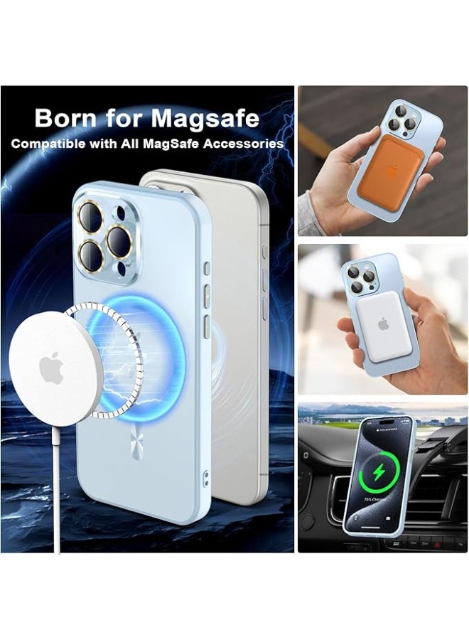 جراب مغناطيسي متوافق مع iPhone 14 Pro Max، واقي مدمج لعدسة الكاميرا، متوافق مع MagSafe، جراب هاتف رفيع غير لامع من السيليكون [حماية من الدرجة العسكرية]، أبيض - Image 3