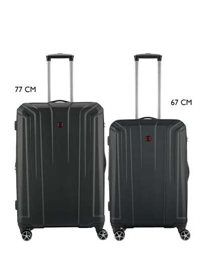 Wenger Destination 2 Piece 67+77cm Hardside Expandable Check-In Luggage Trolley Set - Black