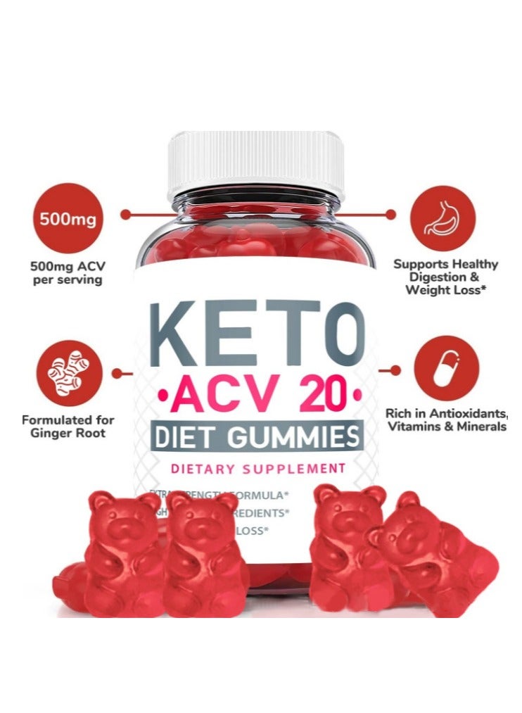KETO Slim Detox Weight Loss Apple Cider Fit Keto Acv 20 Diet Gummies Dietary Supplement 60 Gummies - Image 3