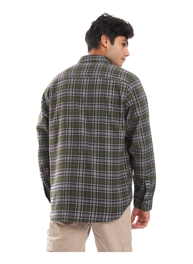 Andora Plaids Olive, Black & Green Button Down Shirt_Olive, Black & Green - Image 3