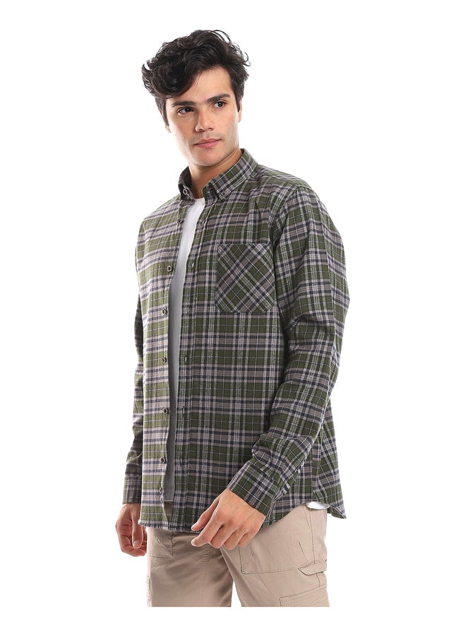 Andora Plaids Olive, Black & Green Button Down Shirt_Olive, Black & Green - Image 5