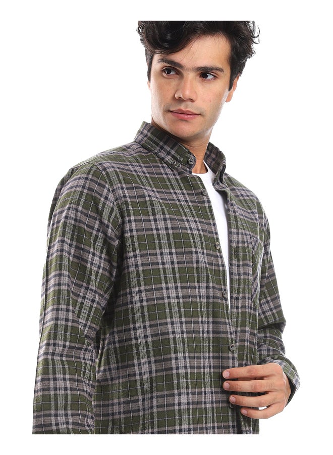 Andora Plaids Olive, Black & Green Button Down Shirt_Olive, Black & Green - Image 4