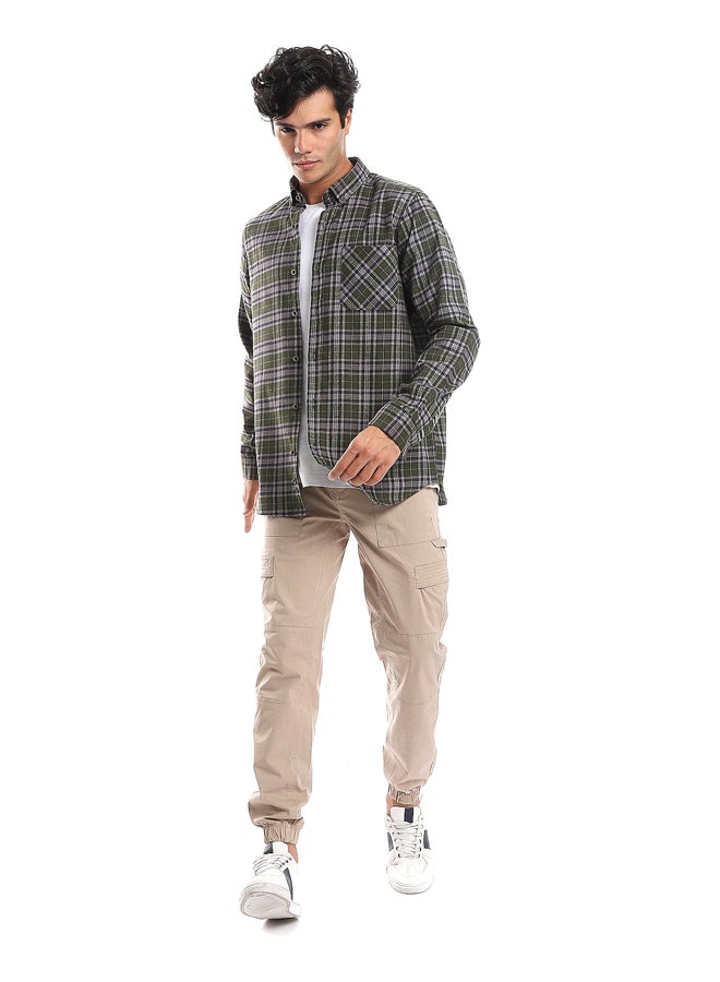 Andora Plaids Olive, Black & Green Button Down Shirt_Olive, Black & Green - Image 2