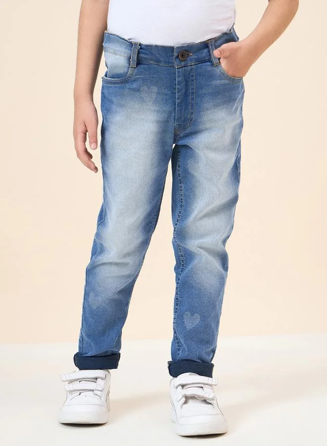 ستايلو بج بنطال جينز باهت بتفاصيل حمض مشطوف للبنات