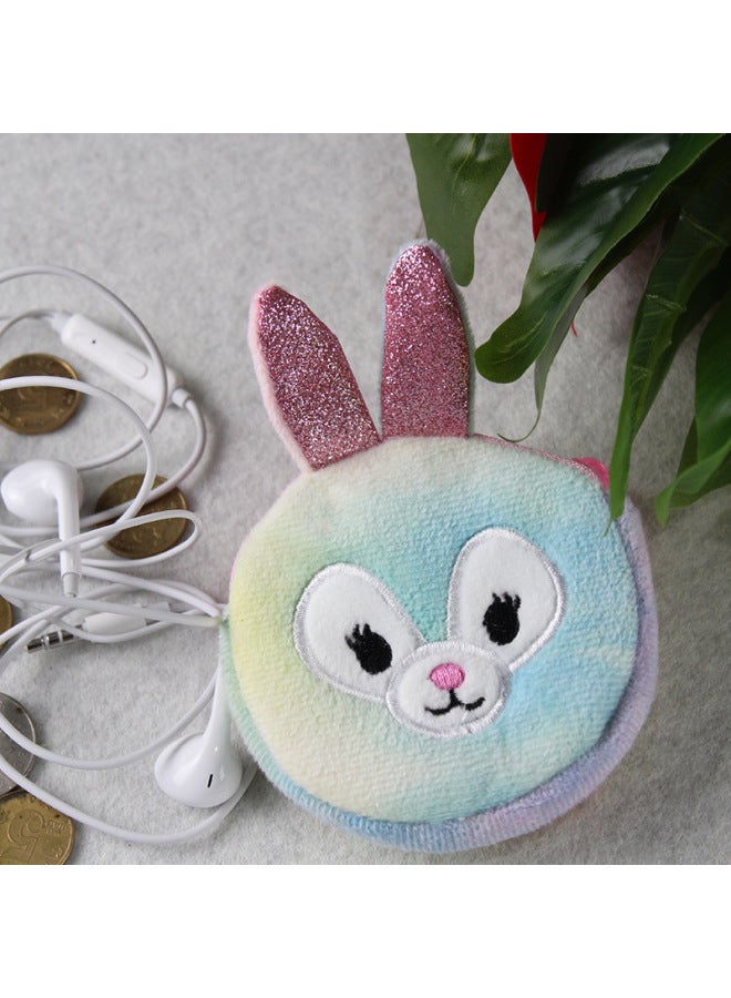 إسكدنيا حقيبة كروس بودي من القطيفة على شكل وحيد القرن، حقيبة سماعات رأس دائرية بسحاب، حقيبة عملات معدنية للبنات، لون وحيد القرن الأزرق - Image 3