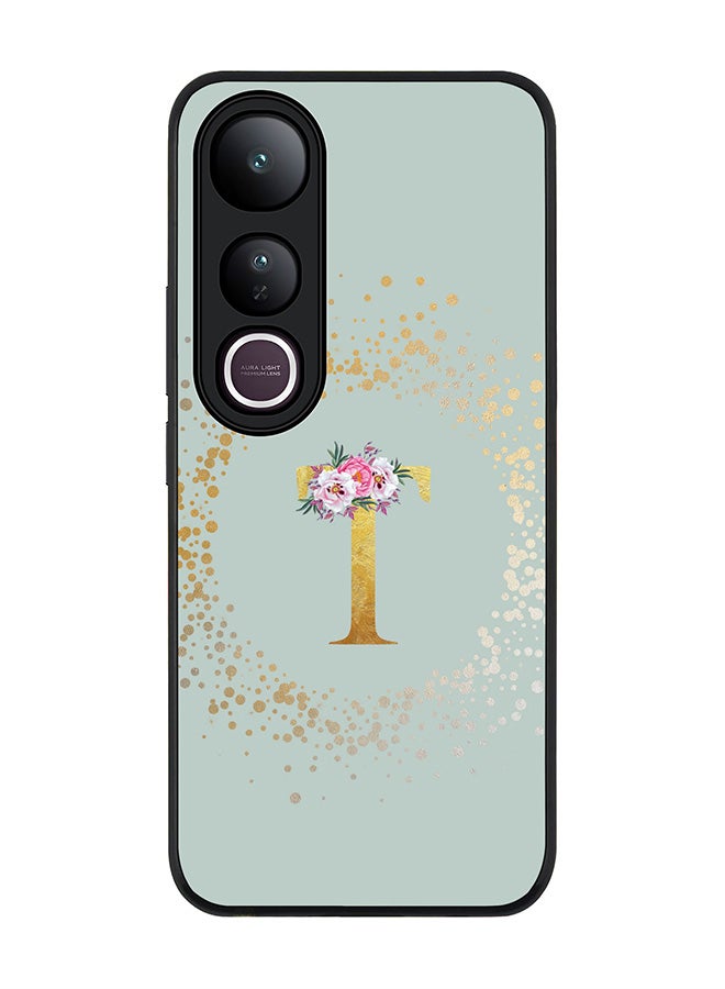 Stylizedd For vivo V50 Lite Case,Slim fit Camera Protection, Shockproof Thin Phone cover  - Custom Monogram Floral - T  (Light Grey )