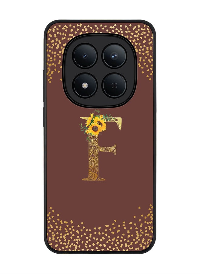 For Xiaomi Redmi Note 15 Pro 5G Case,Slim fit Camera Protection, Shockproof Thin Phone cover  - Custom Floral Monogram - F  (Brown )