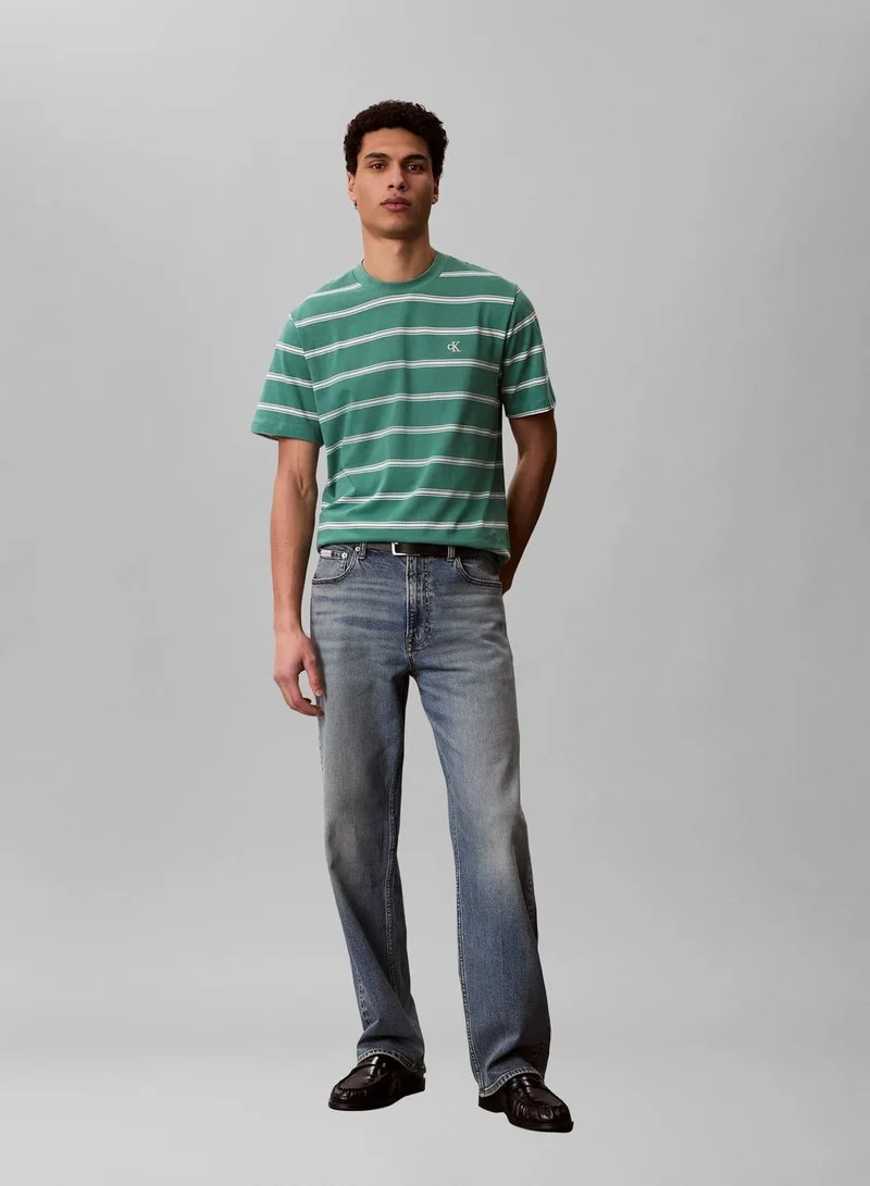 Calvin Klein Jeans Wild Green Stripe Monogram T-Shirt for Men | Best Price UAE