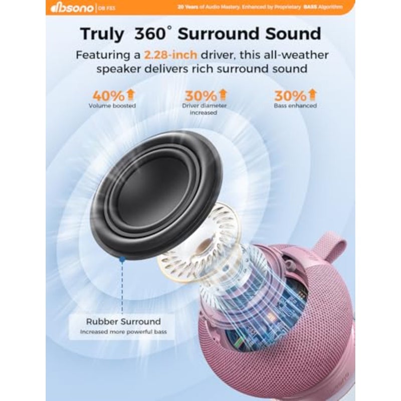 tooth Shower Speaker Waterproof IPX7: Removable Vacuum-Lock Suction Cup, 360° Surround Sound, RGB Light, Portable Wireless Speaker for Beach, Pool, Kayak, Back to School Gifts for Adult Teen - Image 4