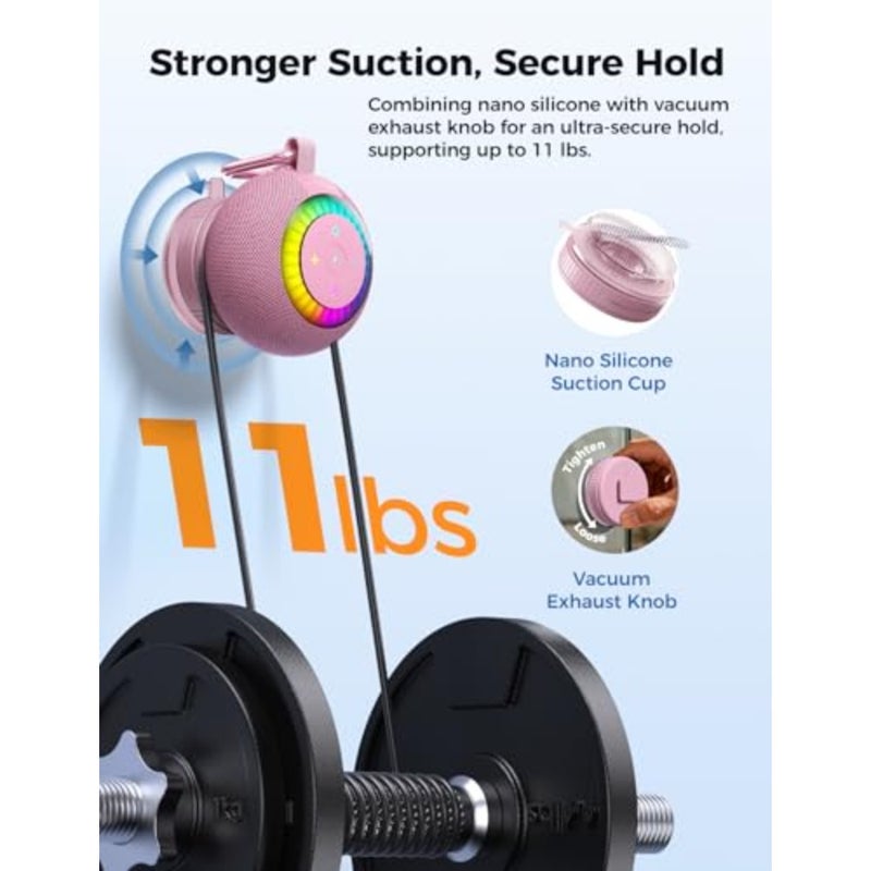 tooth Shower Speaker Waterproof IPX7: Removable Vacuum-Lock Suction Cup, 360° Surround Sound, RGB Light, Portable Wireless Speaker for Beach, Pool, Kayak, Back to School Gifts for Adult Teen - Image 5