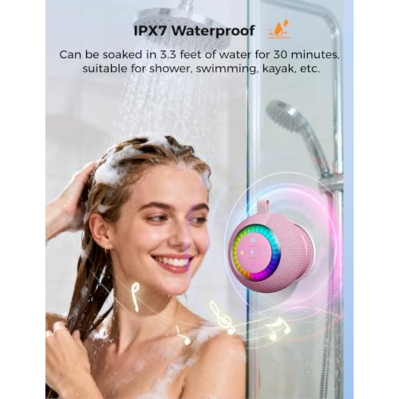 tooth Shower Speaker Waterproof IPX7: Removable Vacuum-Lock Suction Cup, 360° Surround Sound, RGB Light, Portable Wireless Speaker for Beach, Pool, Kayak, Back to School Gifts for Adult Teen - Image 2