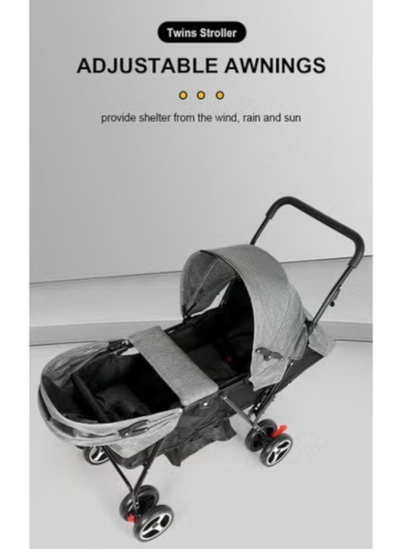 FUN MOMENT Double Folding Two-Seater Baby Stroller - Image 3