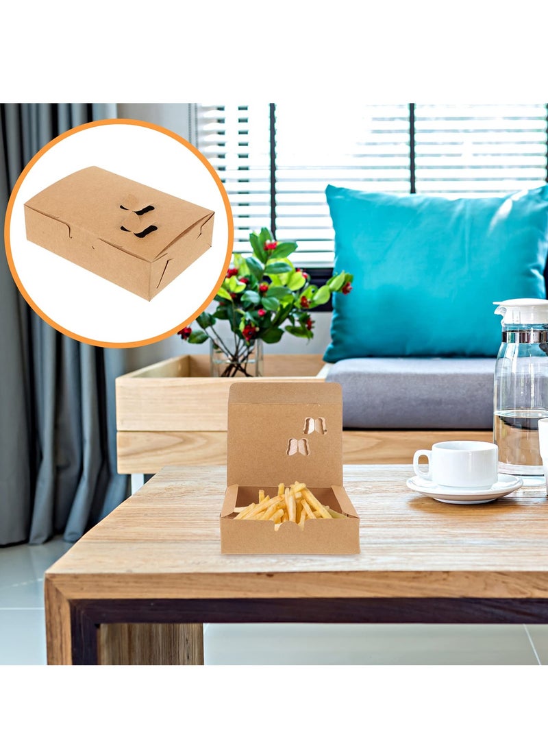 SOLARAE 50pcs Takeaway Food Paper Box Cupcake Carriers Microwave Safe Leak Grease Resistant for Restaurant and Catering - Image 4