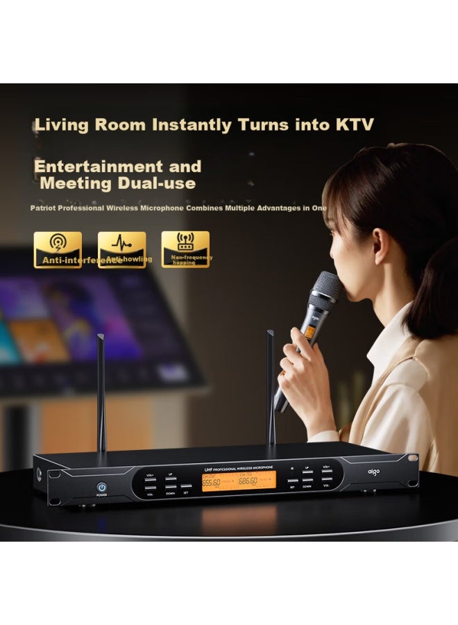 Patriots Aigo Dual-channel Microphone For Meetings, Home Use, U-segment, Stage, Anti-interference, Anti-howling, Speech Training, Broadcasting, Professional Stage, Wedding, And Performance - Image 3