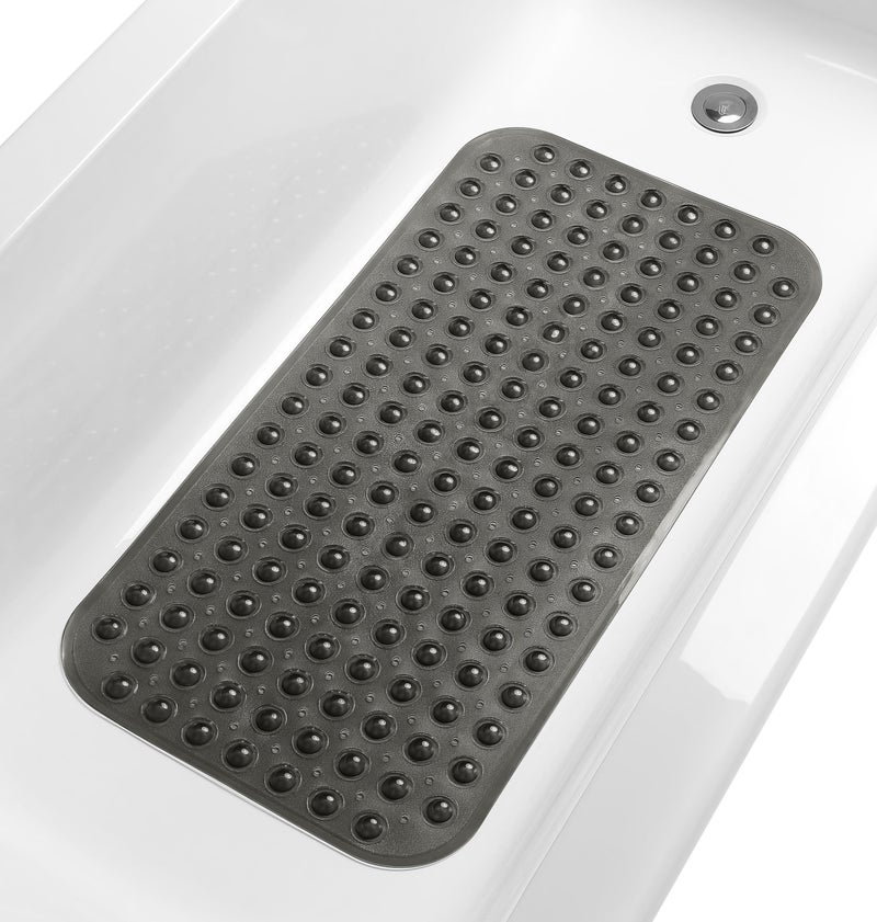 TIKE SMART Large NonSlip Bathtub  Shower Mat 31 inch x16 inch SmoothNonTextured Tubs Only Safe Clean MachineWashable Superior GripDrainage Vinyl Transparent Black Medium
