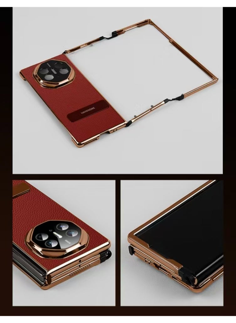 Case Compatible with Huawei Mate XT/Mate XT Ultimate(2024),With Lens Protection and Bracket,Anti-fingerprint Leather - Image 3